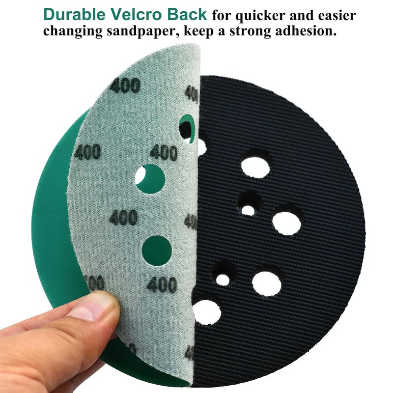 Aiyard 5-Inch 8-Hole Wet Dry Sanding Discs 400 Grit, Polyester Film Backed Heavy-Duty Hook and Loop Sandpaper for Random Orbital Sander, 50-Pack - Image 5